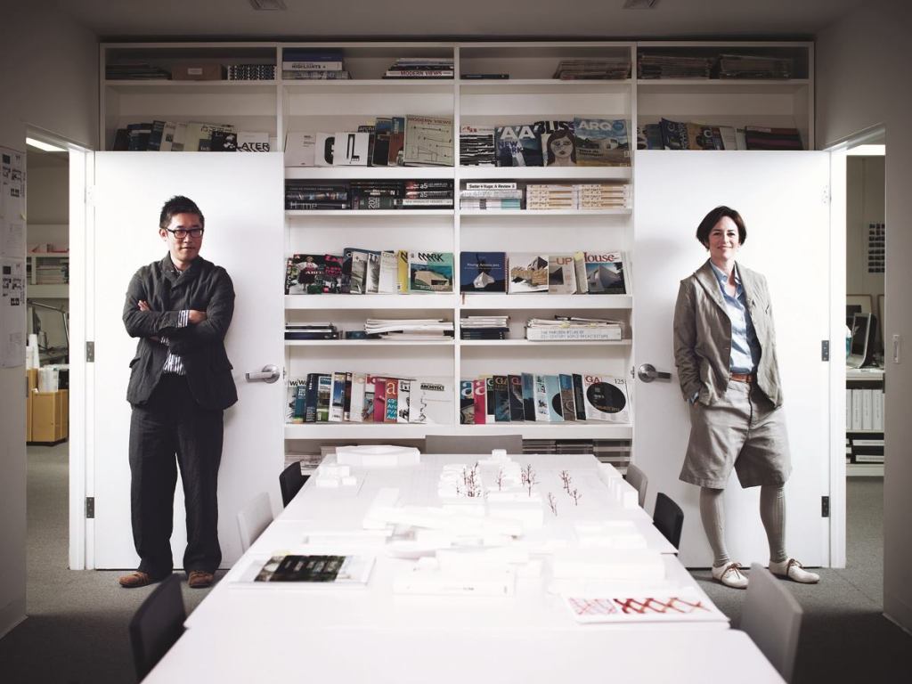 Mark Lee and Sharon Johnston, AIA, in a conference room in their firm's Los Angeles office. The two architects just secured the commission for the Drawing Institute on the legendary Menil Collection campus in Houston, beating out an impressive list of contenders.