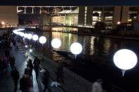 The "Lichtgrenze 2014" installation in Berlin on Nov. 8. The installation included 8,000 glowing white balloons in recognition of the 25th anniversary of the fall of the Berlin Wall.