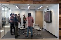 A scrum meeting at Case Inc.