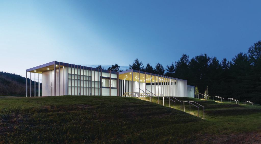 View from the south, with grass terrace seating at right