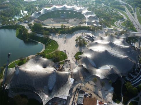 Roofing for main sports facilities in the Munich Olympic Park for the 1972 Summer Olympics, 1968–1972 Munich, Germany