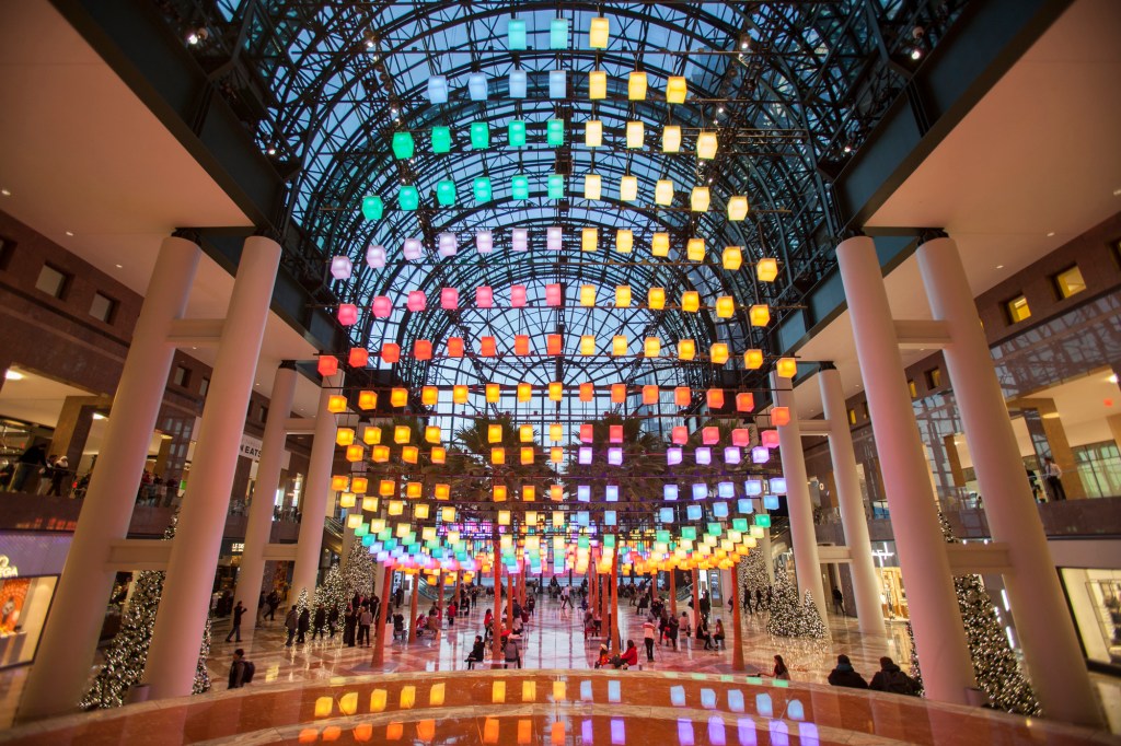 The new holiday lighting display Luminaries on view at Brookfield Place in Lower Manhattan's Battery Park City.
