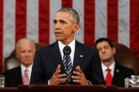 President Barack Obama delivers his State of the Union address before a joint session of Congress on Capitol Hill in Washington, D.C.