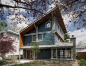 Designed by Tom Bassett-Dilley Architect and built by Evolutionary Home Builders, this Passive House-certified home in Illinois features nontoxic finishes and materials, Greenguard-certified drywall, unfinished salvaged wood, and continuous filtered ventilation. The owners put a premium on healthy indoor air quality due to a family member's allergies.
