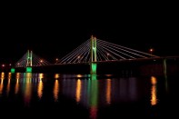 The energy-efficient lighting system provides great color saturation to highlight the architectural beauty of the Bayview Bridge.