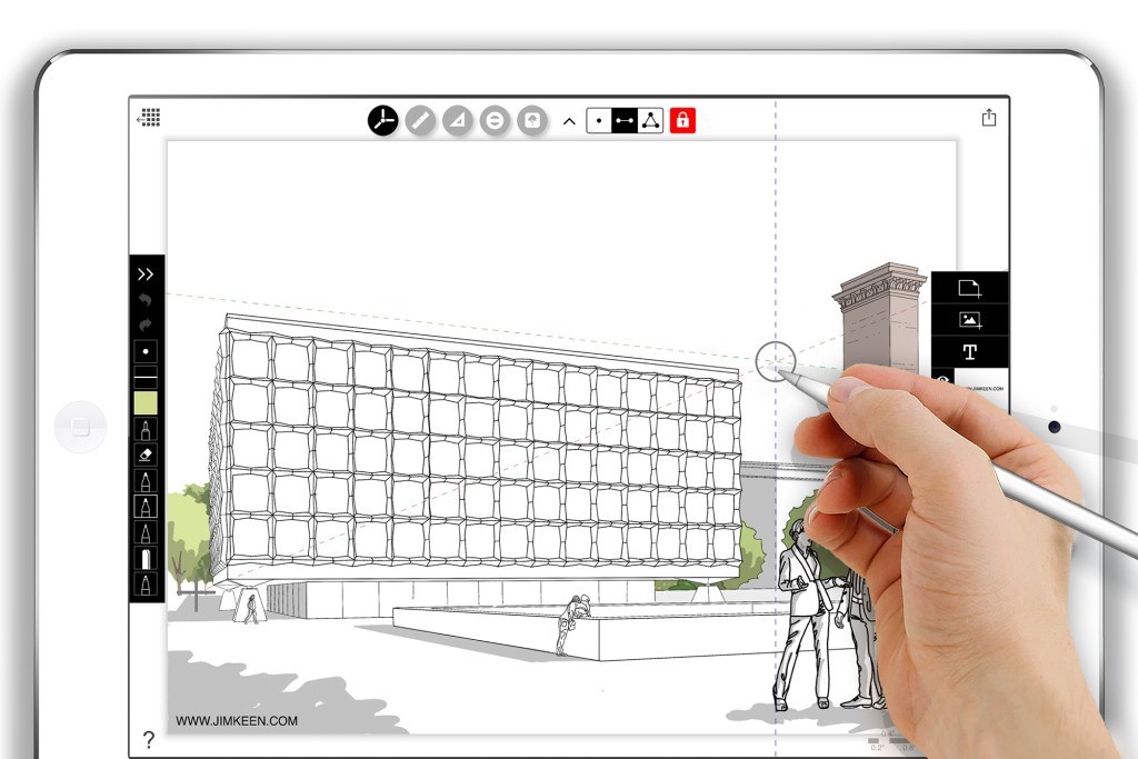 Morpholio's Perspective Finder tool can locate the vanishing point of a scene via an iPad or iPhone camera, allowing designers to sketch over an environment accurately.