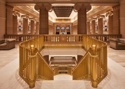Grand staircase and lounge.