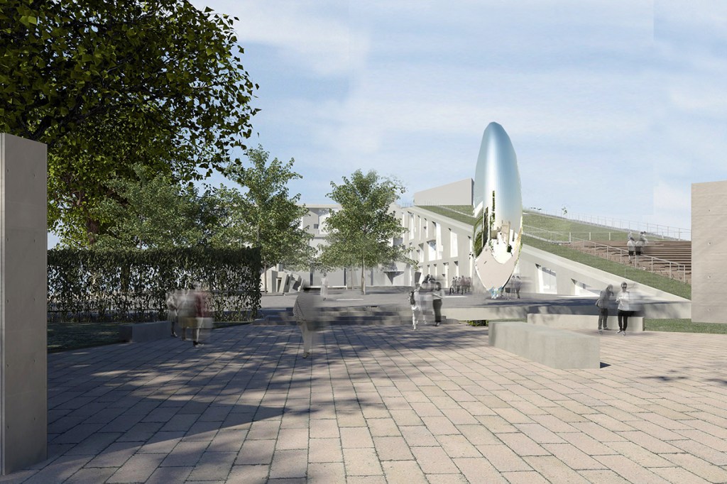 The Glassell School of Art and Brown Foundation, Inc. Plaza open on May 20. The plaza features Anish Kapoor’s "Cloud Column" and Eduardo Chillida’s "Song of Strength."