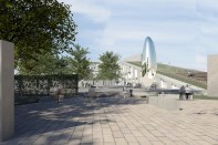 The Glassell School of Art and Brown Foundation, Inc. Plaza open on May 20. The plaza features Anish Kapoor’s "Cloud Column" and Eduardo Chillida’s "Song of Strength."