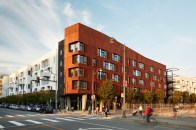 The building’s south façade is clad in Cor-Ten panels from Bok Modern.