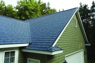 CertainTeed's Matterhorn Slate metal roofing emulates the look of slate.