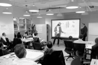 Phil Bernstein (standing, right) at one of the Autodesk project delivery workshops