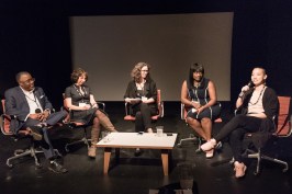 Equity by Design's Voices panel featured thought leaders who shared their experiences entering and working in the architecture profession. L to r: Kevin Holland, AIA, Diane Jacobs, AIA, moderator Julia Mandell, AIA, Tiffany Brown, Assoc. AIA, A.L. Hu, Assoc. AIA