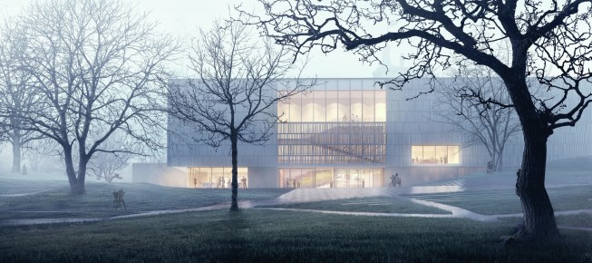 A rendering of the Bruce Museum's planned façade
