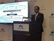 Sekisui House President Yoshihiro Nakai announces healthy home innovation, Platform House, at CES19 in Las Vegas.