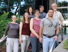The Austin Energy Green Building residential team. Top row from left to right: Katherine Murray, green building & sustainability consultant Sr.; Conn Frasier, green building & sustainability consultant; John Umphress, green building & sustainability consultant Sr. Bottom row from left to right: Catherine Lee Doar, utility strategist; Heidi Kasper, manager, energy efficiency services; Patricia Chawla, green building & sustainability consultant Sr.; Michael Gomez, engineer graduate