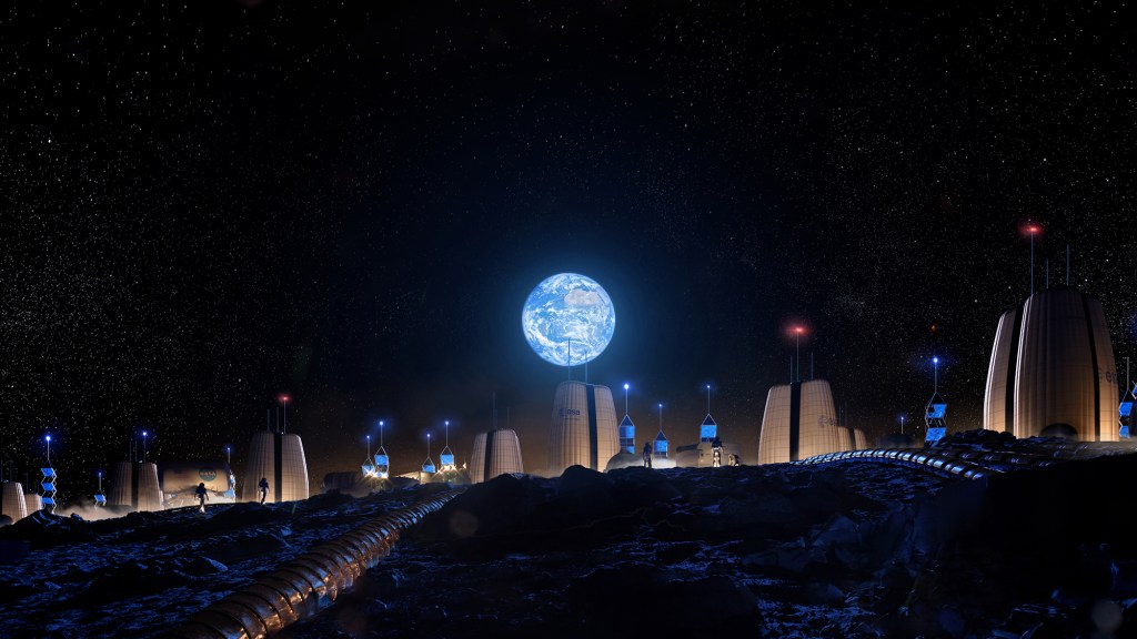 View of Earth from Moon Village