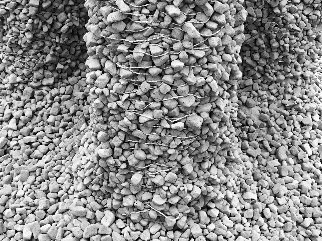 A detail of the "Rock Print" sculpture, fabricated by ETH Zurich's Gramazio Kohler Research and MIT’s Self-Assembly Lab