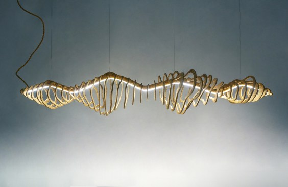 A lighting display made using organic refuse bio-compound, designed by Biohm in collaboration with Luca Alessandrini