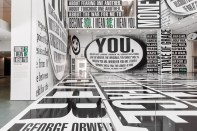 Installation view of Barbara Kruger: Thinking of You. I Mean Me. I Mean You., on view at The Museum of Modern Art, New York from July 16, 2022- January 2, 2023.