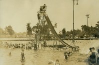 The Fairgrounds Park public pool in St. Louis, Mo., in 1915, which is featured in "The Sum of Us": "When a new city administration changed the parks policy in 1949 to allow Black swimmers, the first integrated swim ended in bloodshed. On June 21, 200 white residents surrounded the pool with 'bats, clubs, bricks, and knives" to menace the first 30 or so Black swimmers. Over the course of the day, a white mob that grew to 5,000 attacked every Black person in sight around Fairground Park." The pool closed for good a few years later.