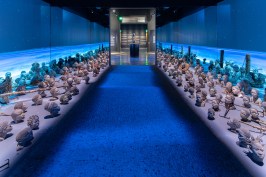 Artist Kwame Akoto-Bamfo's "Nkyinkyim" series at the Legacy Museum in Montgomery, Ala.