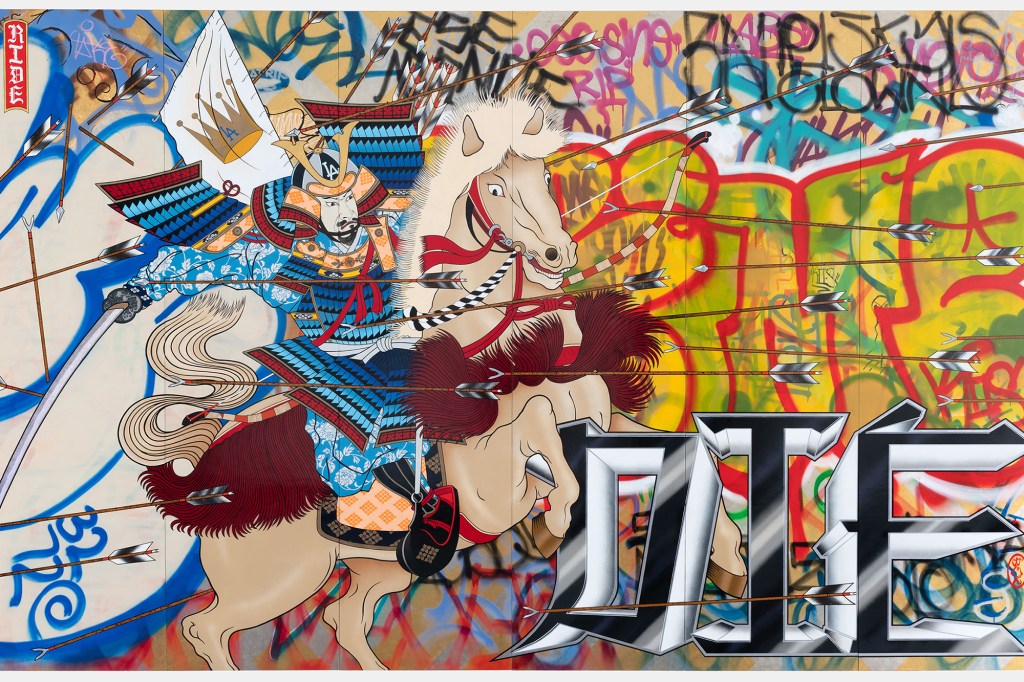 Gajin Fujita. Ride or Die. 2005. On view as part of The Culture: Hip Hop and Contemporary Art in the 21st Century at the Baltimore Museum of Art. Collection of the Kemper Museum of Contemporary Art, Kansas City, Mo., Bebeand Crosby Kemper Collection, Museum purchase, Enid and Crosby Kemper and William T.Kemper Acquisition Fund, 2005.39.01.