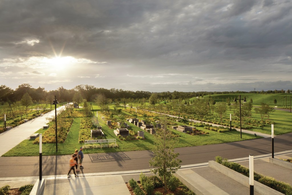 The Heritage Garden at Bonnet Springs Park includes hundreds of oaks reclaiming a former railyard. Lakeland, Florida.
