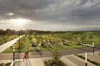 The Heritage Garden at Bonnet Springs Park includes hundreds of oaks reclaiming a former railyard. Lakeland, Florida.