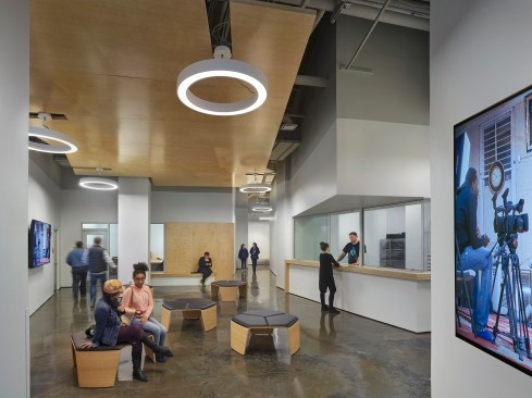 Fourth floor lobby outside of production studios and film programs