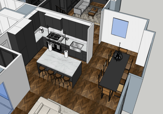 Interior remodel 3D architectural renderings.