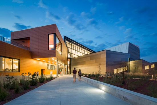 SUNY Potsdam exterior at dusk
