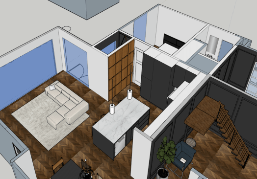 Interior remodel 3D architectural renderings.