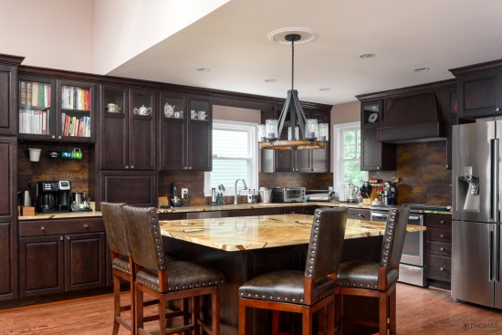 Oversized island with seating for four