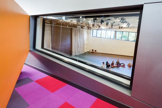 SUNY Potsdam interior view into dance classroom