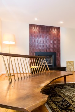 The "new" living area is now an appropriate setting for the homeowners' George Nakashima bench.