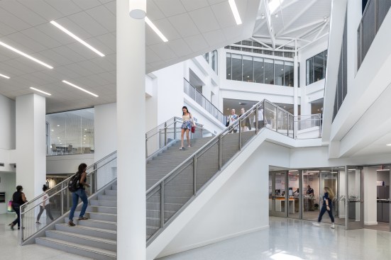 Logical hierarchy and easy visibility aid navigating the center's interior