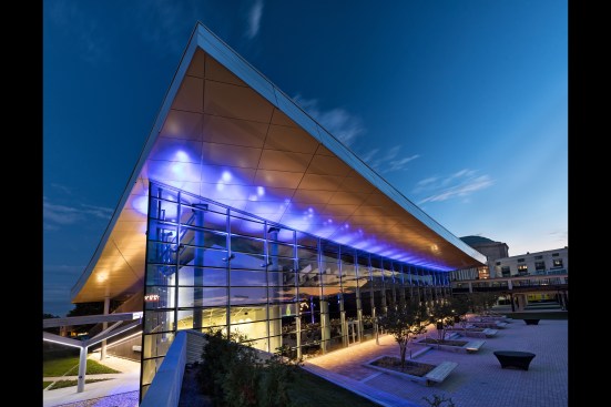 Exterior, Courtyard at night