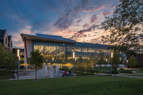 New glass facade facing Topiary Park