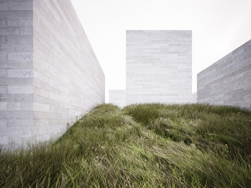 The new museum will consist of several concrete pavilions embedded in a rise in the land on the 200-acre site.