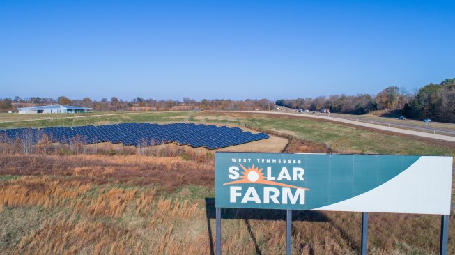 Located adjacent to an Interstate highway, the solar farm began generating power in 2012. The solar panels were arranged so eastbound and westbound drives, parking and a visitor center could be located in the middle of the solar array
