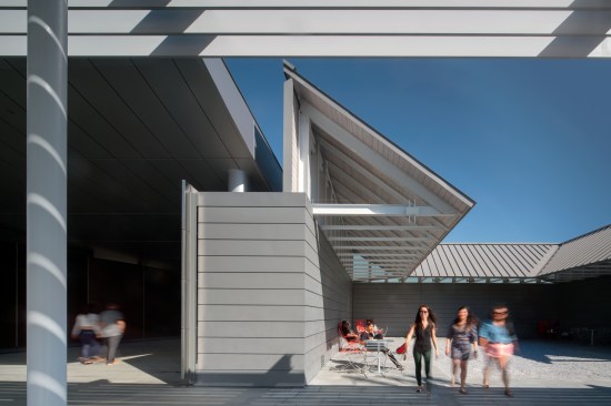 A shaded courtyard is designed for flexible programming.