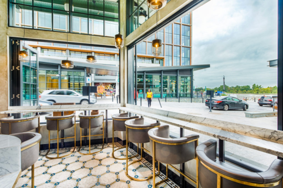 View out to Market Square from Officina restaurant