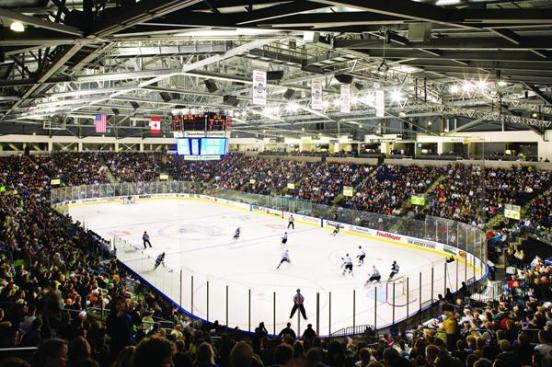 Kent Event Center The ice sheet in the arena is used for the Thunderbirds? home games. In the off-season, it can be used for traveling shows such as the Ice Capades. Also, the ice sheet can be covered to turn the space into a concert venue. During those events, the capacity increases by 1,700 seats.