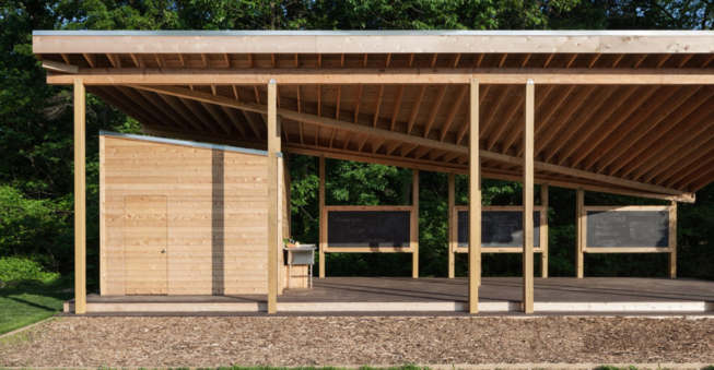Detail view of shed and teaching zone