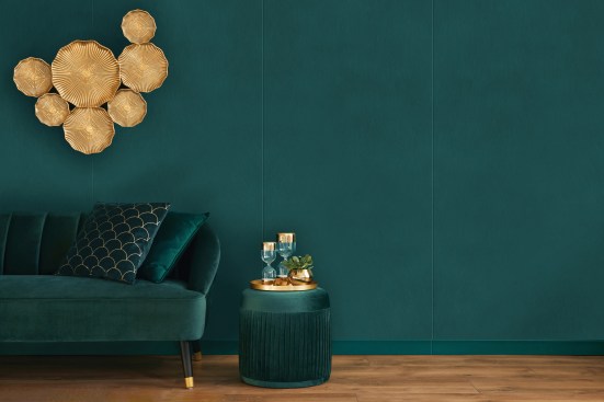 Luxury interior with stylish furniture, gold decoration and elegant personal accessories. Modern living room in classic house. Template.