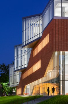 View of north facade at night