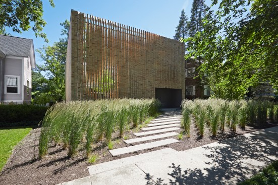 Street façade with brick screen