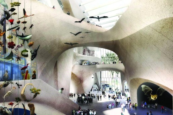The design of Gilder Center’s Central Exhibition Hall, which also serves as the Columbus Avenue entrance, includes new spaces dedicated to teaching science to students of all ages and levels, scientific research, and exhibitions, including new insect halls, as well as access to the Museum’s library and world-class collections.
