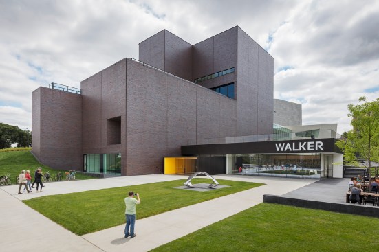 The Walker had moved its main entrance with the construction of the Herzog & de Meuron addition in 2005 (at right, beyond). The new HGA addition restores the main entrance to the site of the original—an atrium that connected the Barnes building to the Guthrie next door. “I think they realized it was really hard to deny the gravitational pull of the sculpture garden” across from the Barnes building, Soranno says.